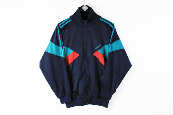 Vintage Adidas Track Jacket Small navy blue 90s full zip retro style windbreaker