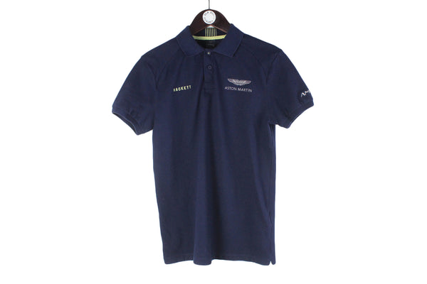 Hackett x Aston Martin Polo T-Shirt Small blue racing Formula 1 team F1 sport style shirt navy blue