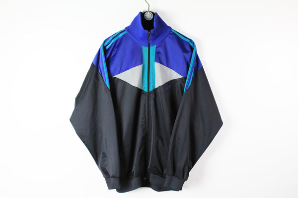 Vintage Adidas Track Jacket XLarge gray blue 90s sport athletic windbreaker