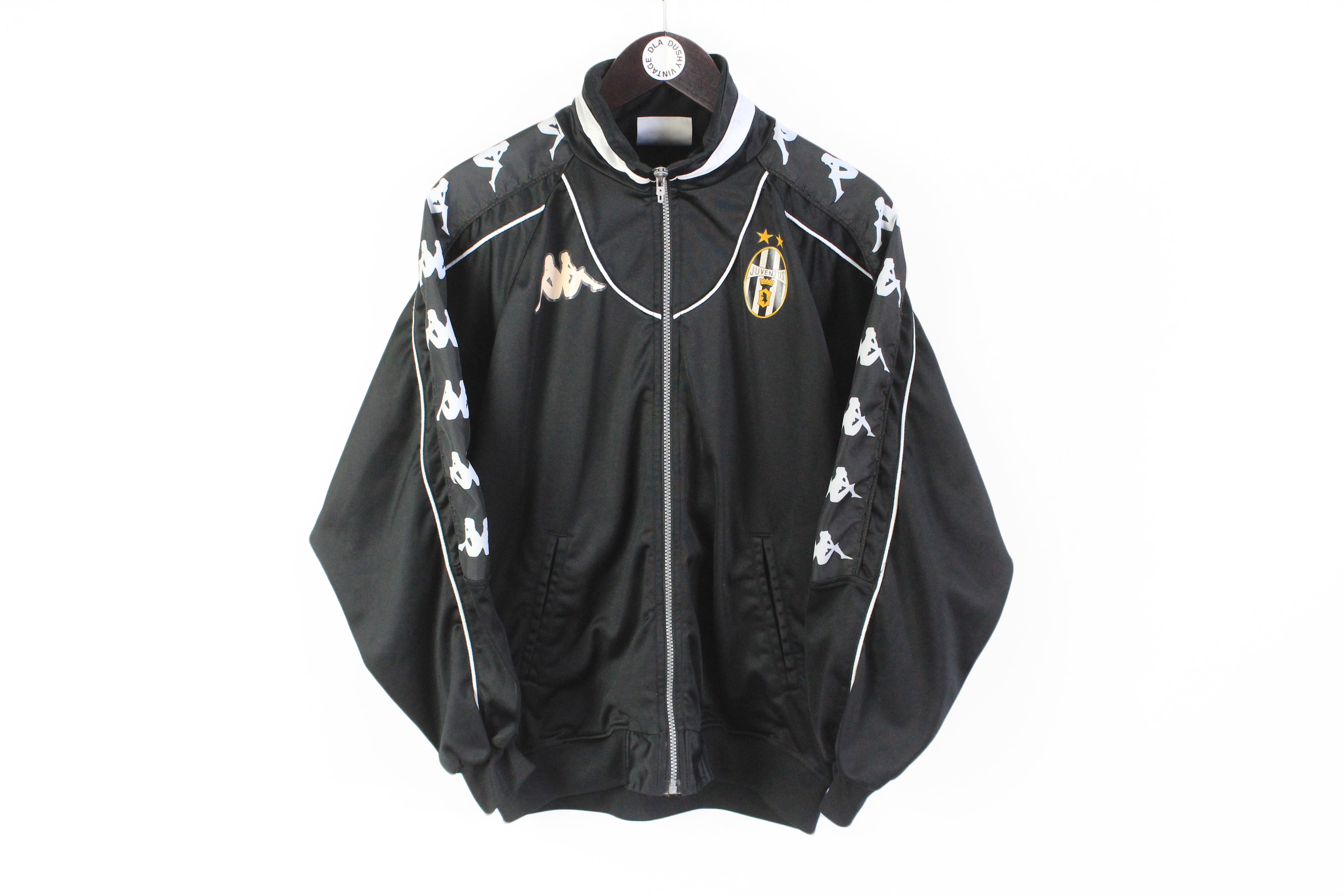 Veste Survêtement Vintage Kappa Juventus Années 90 - Taille M Noir - Fermeture éclair Complète