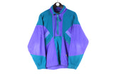 Vintage Fleece Half Zip Medium purple green 90s retro sport ski sweater
