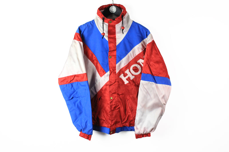 Vintage Honda Jacket Large big logo multicolor red blue white 90s sport racing team racer jacket multicolor 