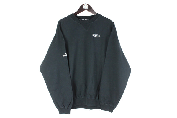 Vintage Puma Sweatshirt XLarge black small logo crewneck 90s retro sport jumper