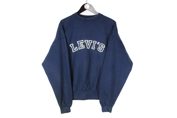 Vintage Levi's Sweatshirt Medium big logo 90s navy blue retro style crewneck jumper
