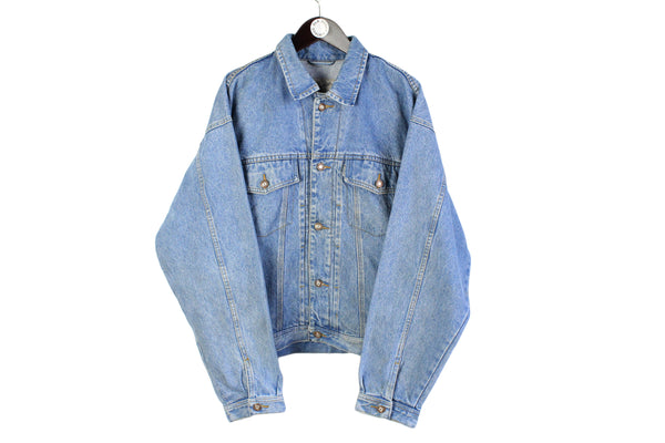 vintage FASHION AFFAIRS authentic denim button jacket Size XL mens jeans trucker truck hunting buffalo heavy work washed oversized 90s 80s