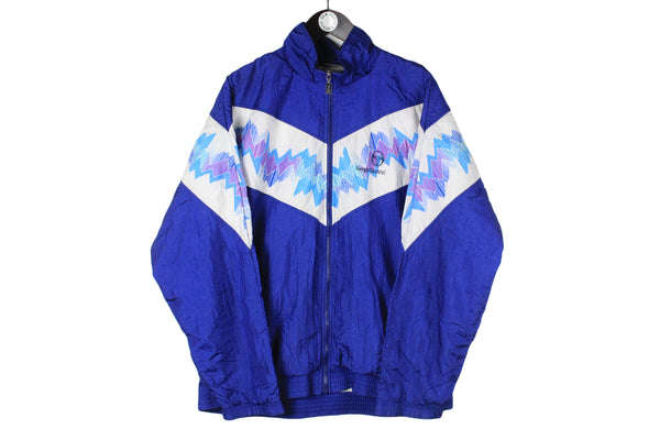 Vintage Sergio Tacchini Track Jacket XLarge blue tennis style 90s retro sport windbreaker
