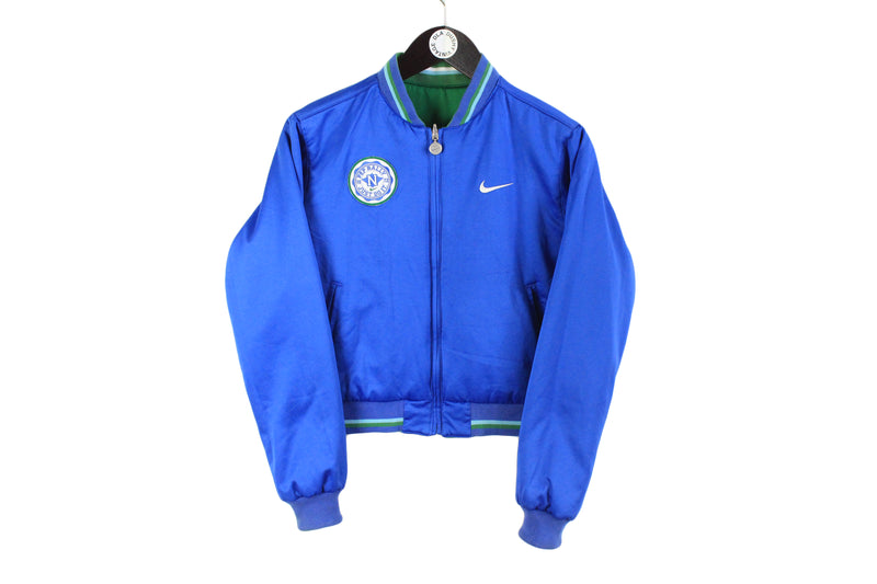 Vintage Nike Pep Rally Double Sided Bomber Jacket Women's Small green blue 00s sport style