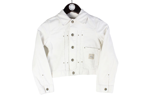Vintage Ralph Lauren Jacket Women's Small white denim jacket 90s authentic retro USA jean coat
