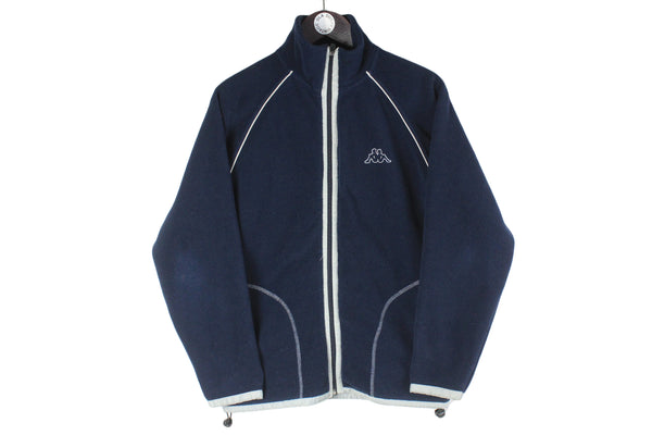 Vintage Kappa Fleece Full Zip Small navy blue sweater ski style winter 00s 90s jumper