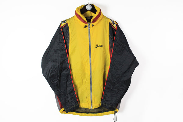 Vintage Asics Track Jacket Medium acid pattern yellow black Japan style  windbreaker