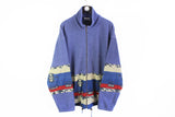Vintage Adidas Fleece Full Zip XXLarge blue abstract pattern winter ski style sweater 90's blue outdoor crazy style