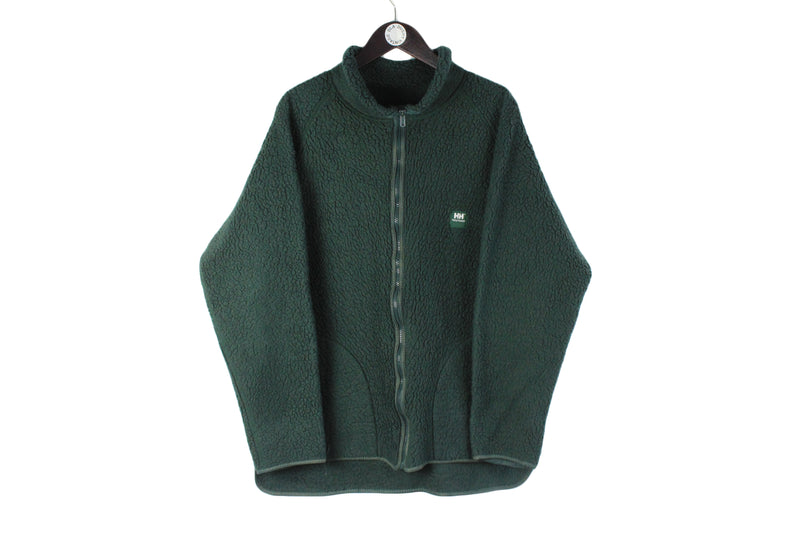 Vintage Helly Hansen Fleece Full Zip Large green 90s ski outdoor sweater
