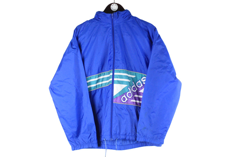 Vintage Adidas Jacket Medium big logo blue 90s retro sprot style windbreaker
