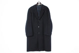 Vintage Lanvin Coat XLarge size men's classic navy blue winter basoc button up wool 90's street style wool luxury