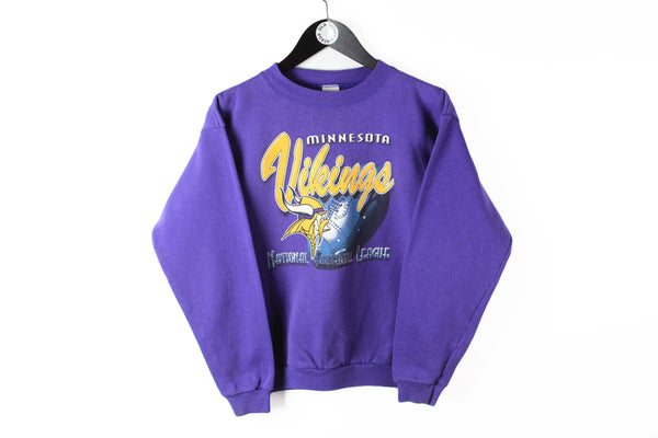 Vintage Vikings Minnesota Sweatshirt Women's Medium / Large purple big logo 90s sport NFL USA style football pullover crewneck