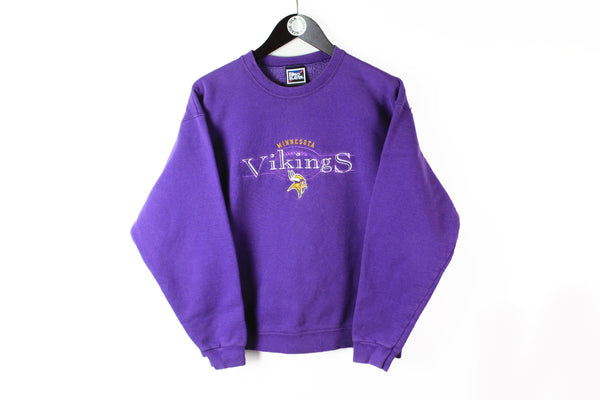 Vintage Vikings Minnesota Sweatshirt Small big embroidery logo purple 90s sport style Pro Player NFL USA jumper