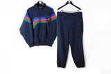 Vintage Adidas Tracksuit Large navy blue multicolor 90s sport suit