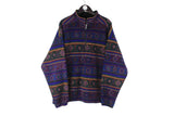 Vintage Chuck Roast Fleece 1/4 Zip XLarge purple abstract pattern 90's sweater