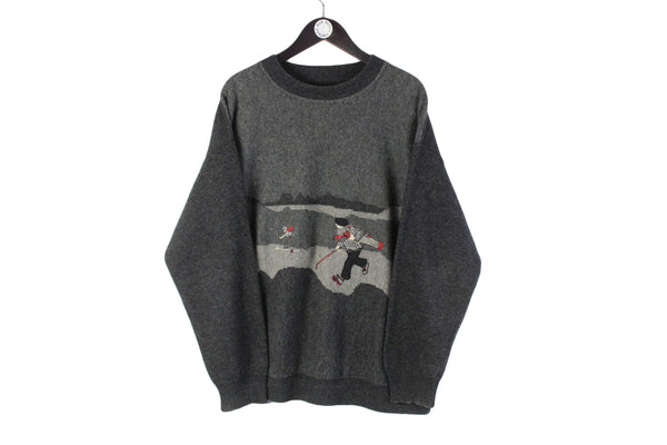 Vintage Golf Sweater XLarge gray black 90's pullover