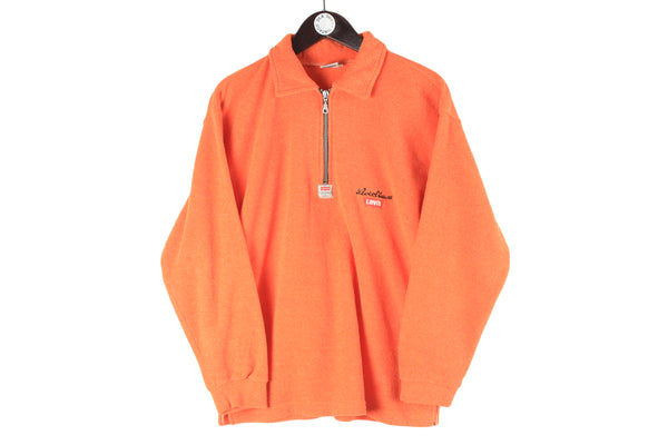 Vintage Levi's Bootleg Fleece 1/4 Zip Small orange 80s 90s sport style USA sweater