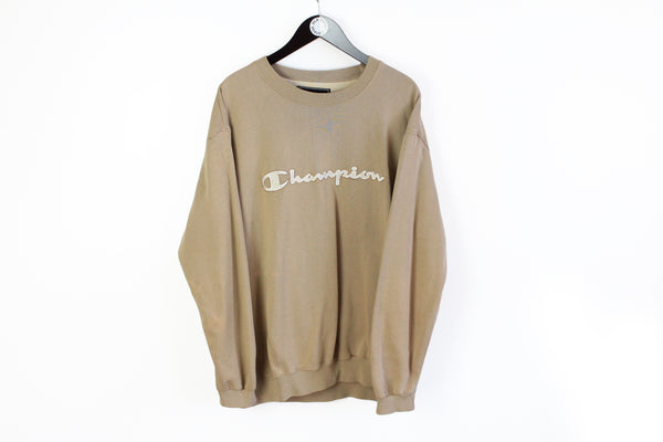 Vintage Champion Sweatshirt XLarge brown 90's big logo USA style crewneck