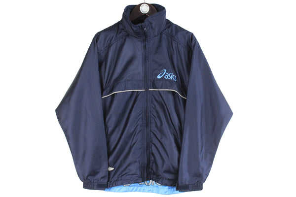 Vintage Asics Tracksuit Medium navy blue sport style athletic jacket and pants 90s