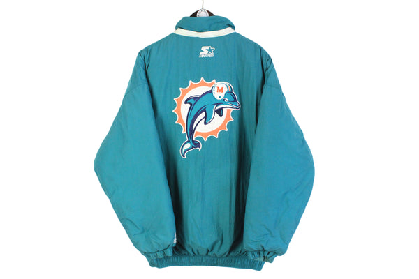 vintage MIAMI DOLPHINS Starter big Logo jacket nfl authentic official product Size L men's USA retro wear bomber rare 90's made in Korea