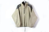 Vintage Think Pink Fleece Half Zip Medium beige 90s sport ski style sweater