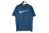 Vintage Nike T-Shirt Medium blue 90s big logo swoosh hip hop retro sport running streetwear tee