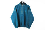 Vintage Fleece Snap Buttons Medium green 90s sport style retro ski sweater