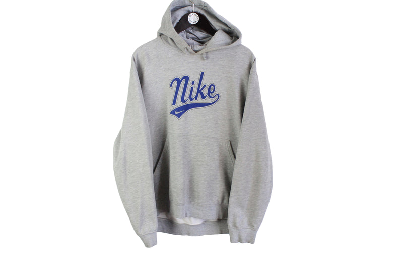 Vintage Nike Hoodie Large gray oversize big logo 00s hooded jumper
