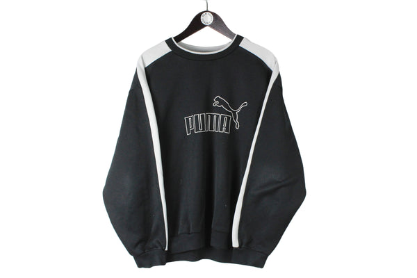 Vintage Puma Sweatshirt XLarge black big logo 90s crewneck