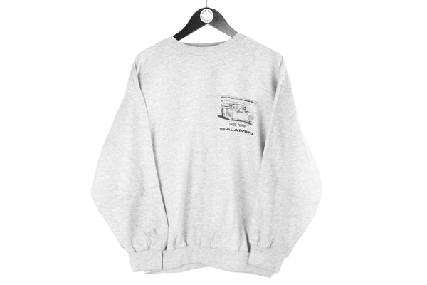 Vintage Porsche 962 Salamin Sweatshirt Small gray big logo racing authentic sport style crewneck 90s jumper