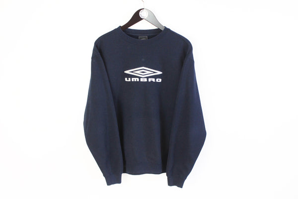 Vintage Umbro Sweatshirt Medium navy blue big logo 90's crewneck UK style