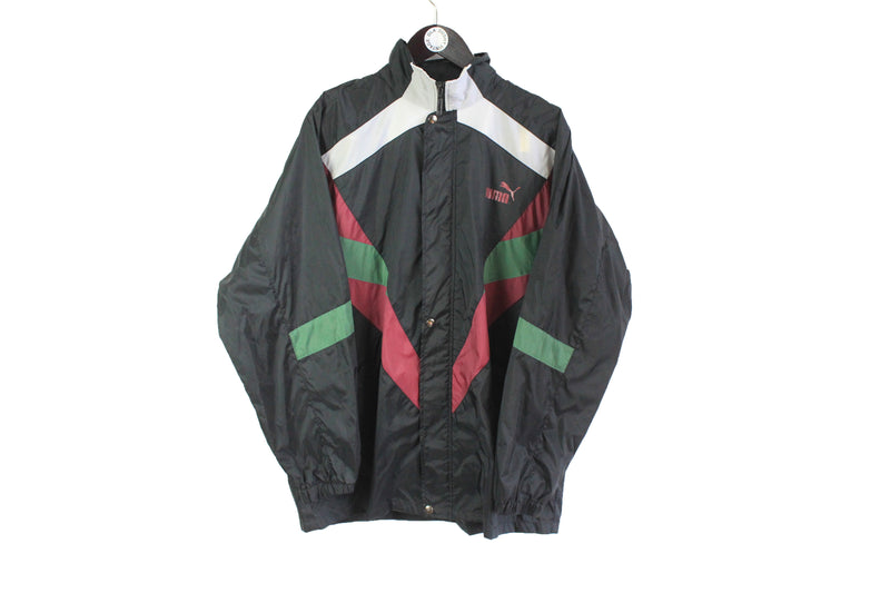 Vintage Puma Track Jacket Large black windbreaker retro style 90s sportswear
