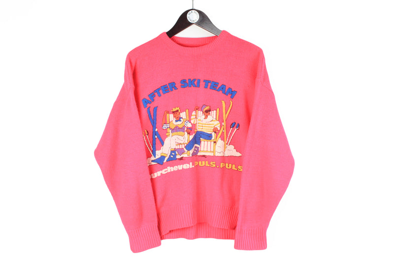 Vintage Ski Sweatshirt Small size unisex big logo bright 90's style pullover long sleeve jumper