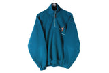 Vintage Nordica Fleece 1/4 Zip XLarge blue green 90's ski sweater retro sport jumper