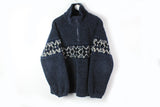 Vintage Fleece 1/4 Zip Large gray 90s sport ski sweater sherpa synchilla 90s sweater