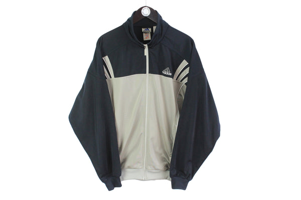 Vintage Adidas Track Jacket XLarge gray black 90's retro classic sport style light wear jacket