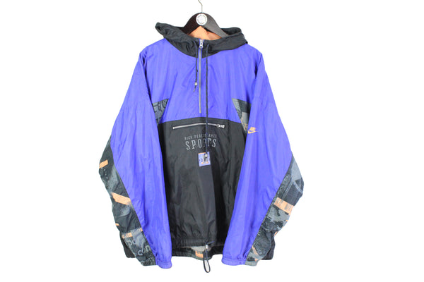 vintage NIKE Sports anorak jacket acid color Size XXL men's athletic sport half zip colorway front pockets rare retro hipster hood 90s 80s