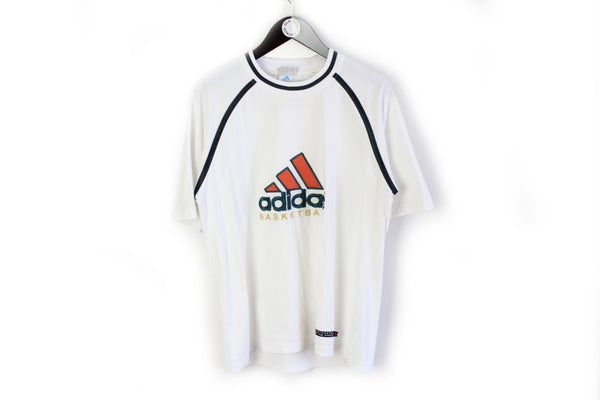 Vintage Adidas Basketball T-Shirt Medium white big logo 90's crew neck tee