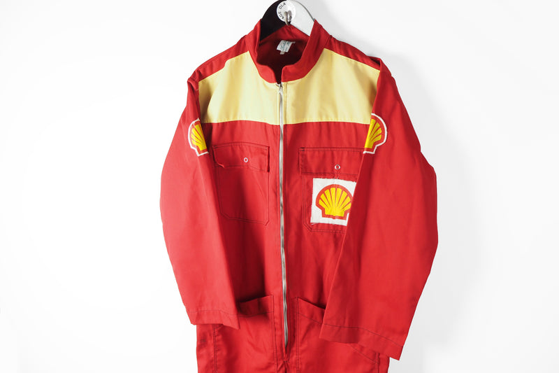 Shell Racing Colors Vintage Vintage Shell Racing Suit Coveralls Small – dla dushy