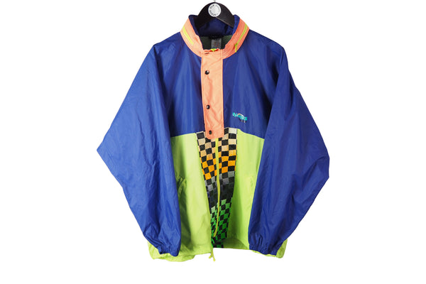 Vintage Adidas Rainies Raincoat Jacket Large multicolor crazy pattern 90's windbreaker