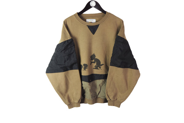 Vintage Carlo Colucci Leisure Sweatshirt Large brown 90's crewneck cartoon jumper Tom and Jerry