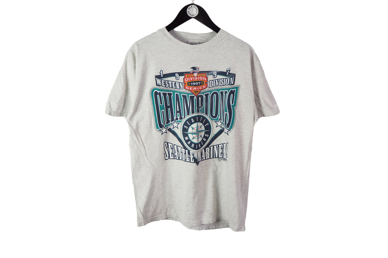 Vintage Seattle Mariners 1997 Champions Season T-Shirt Large MLB 90s baseball tee