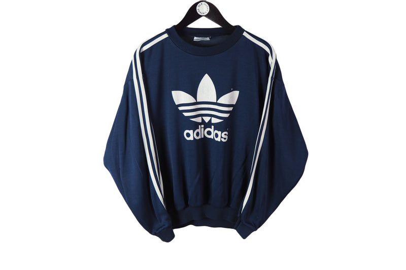 Vintage Adidas Sweatshirt Small big logo classic navy blue 90s crewneck