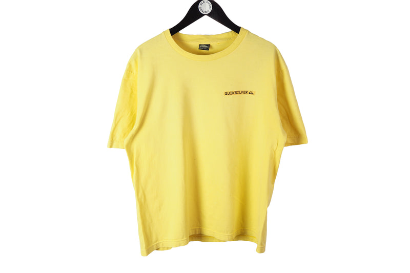 Vintage Quiksilver T-Shirt Medium yellow big logo 90's basic tee