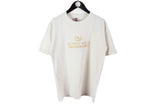 Vintage Beverly Hills T-Shirt Large white embroidery gold logo 90's cotton tee