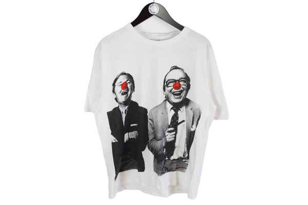 Stella McCartney Comic Relief David Baily T-Shirt Large white big logo authentic basic crew tee Red Nose Day