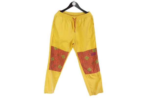 Vintage Think Pink Pants Medium multicolor yellow orange 90's sweatpants sport baggy streetwear trousers